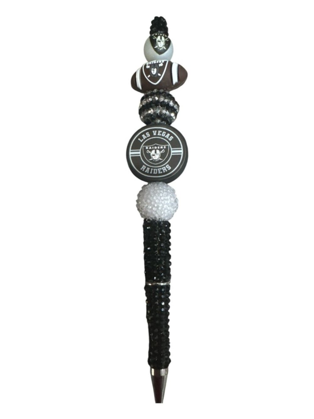 Las Vegas Raiders-Themed Decorative Pen With Beaded Accents Team Logo And Footba